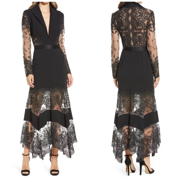 Tadashi Shoji Bataar Embroidered Tulle Crepe Gown Dress Size 6 - Picture 2 of 14